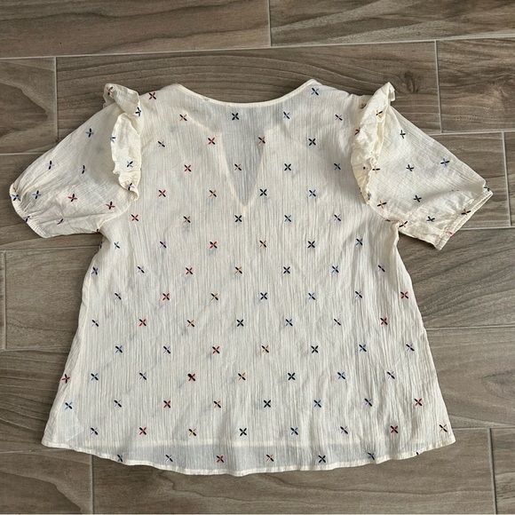 Madewell Gazebo Embroidered Semi Sheer Top | Size M - Picture 4 of 7